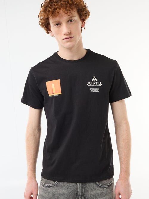 T-shirt met ronde hals en print van katoen - Kiabi