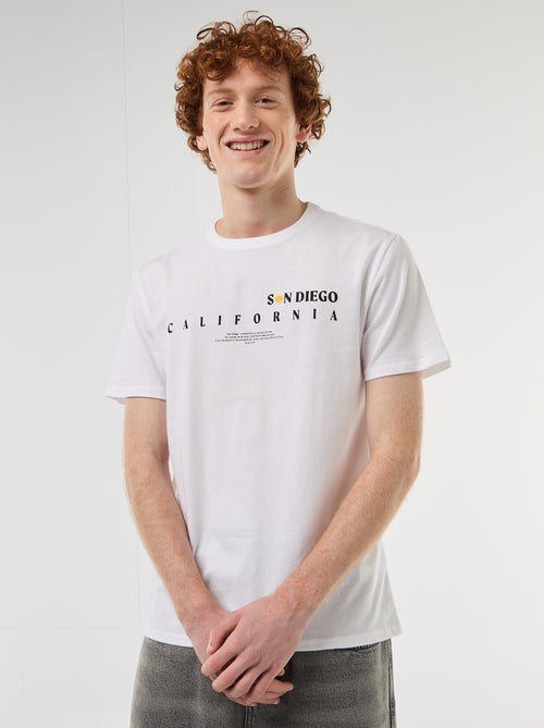 T-shirt met ronde hals en print van katoen - Kiabi