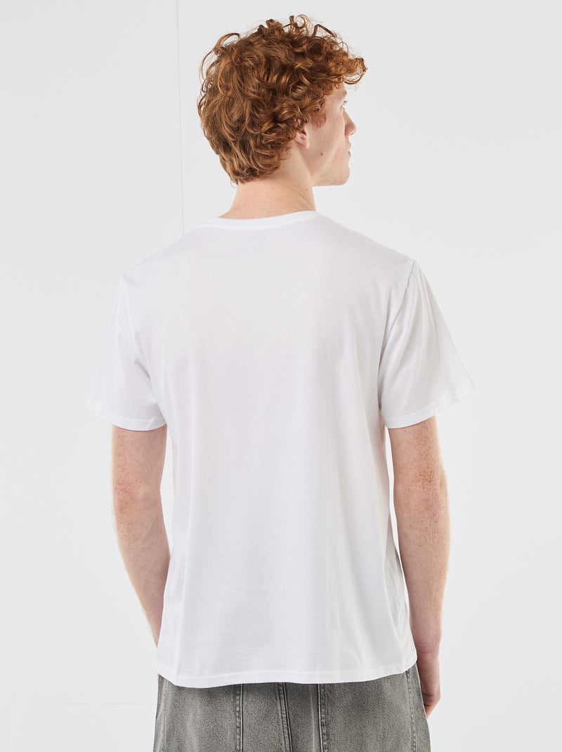 T-shirt met ronde hals en print van katoen Wit - Kiabi