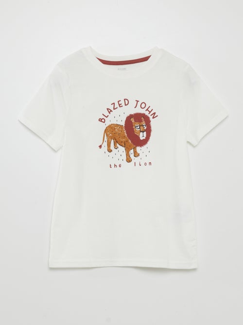 T-shirt met ronde hals en print - Kiabi