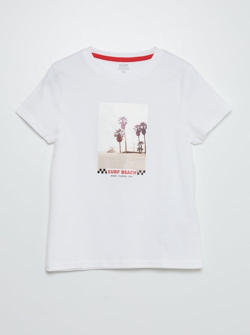 T-shirt met ronde hals en print - Kiabi