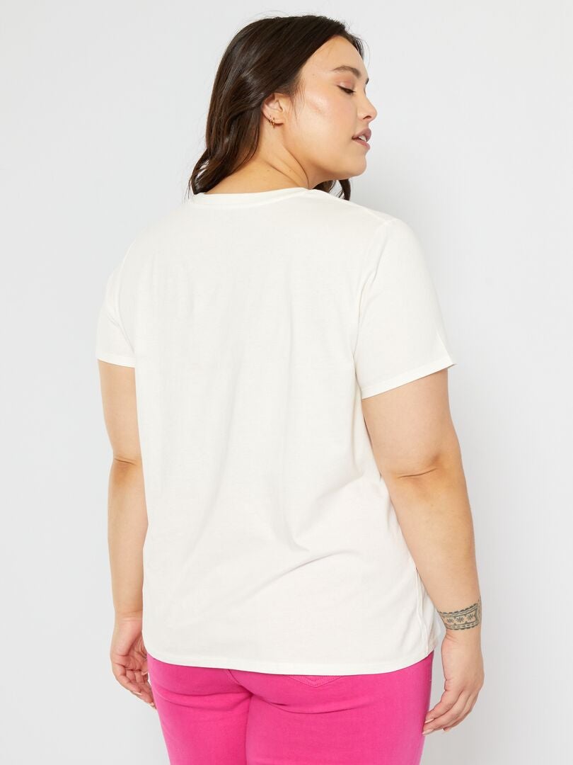 T-shirt met ronde hals en print WIT - Kiabi