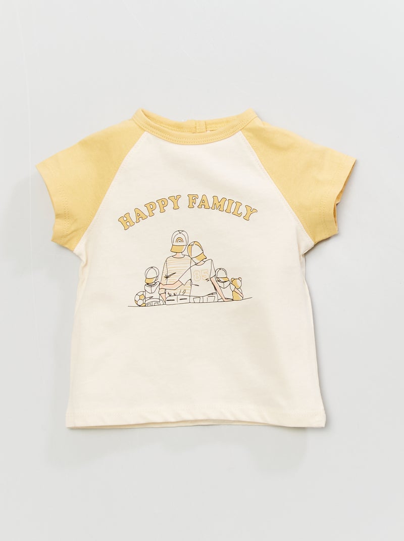 T-shirt met ronde hals 'Happy Family' WIT - Kiabi