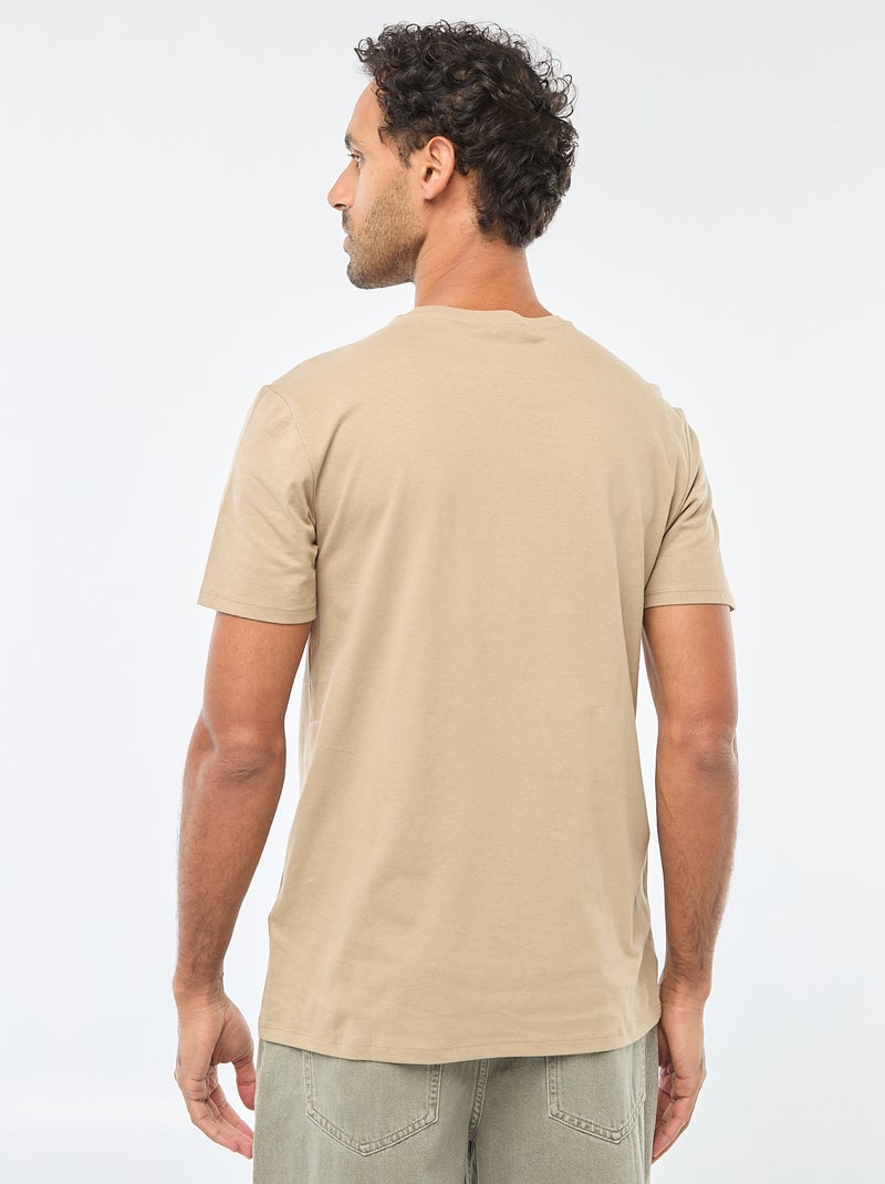 T-shirt met ronde hals, korte mouwen en print Biege - Kiabi