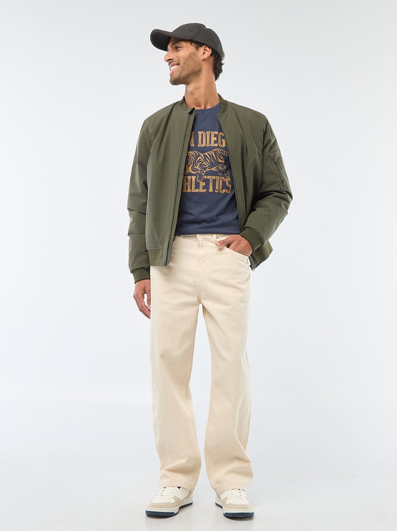 T-shirt met ronde hals, korte mouwen en print Blauw - Kiabi