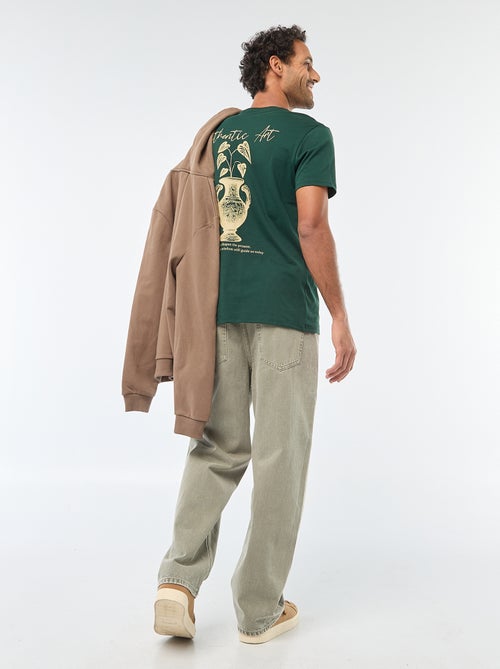 T-shirt met ronde hals, korte mouwen en print - Kiabi