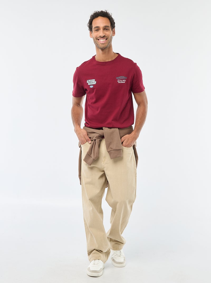 T-shirt met ronde hals, korte mouwen en print Rood - Kiabi