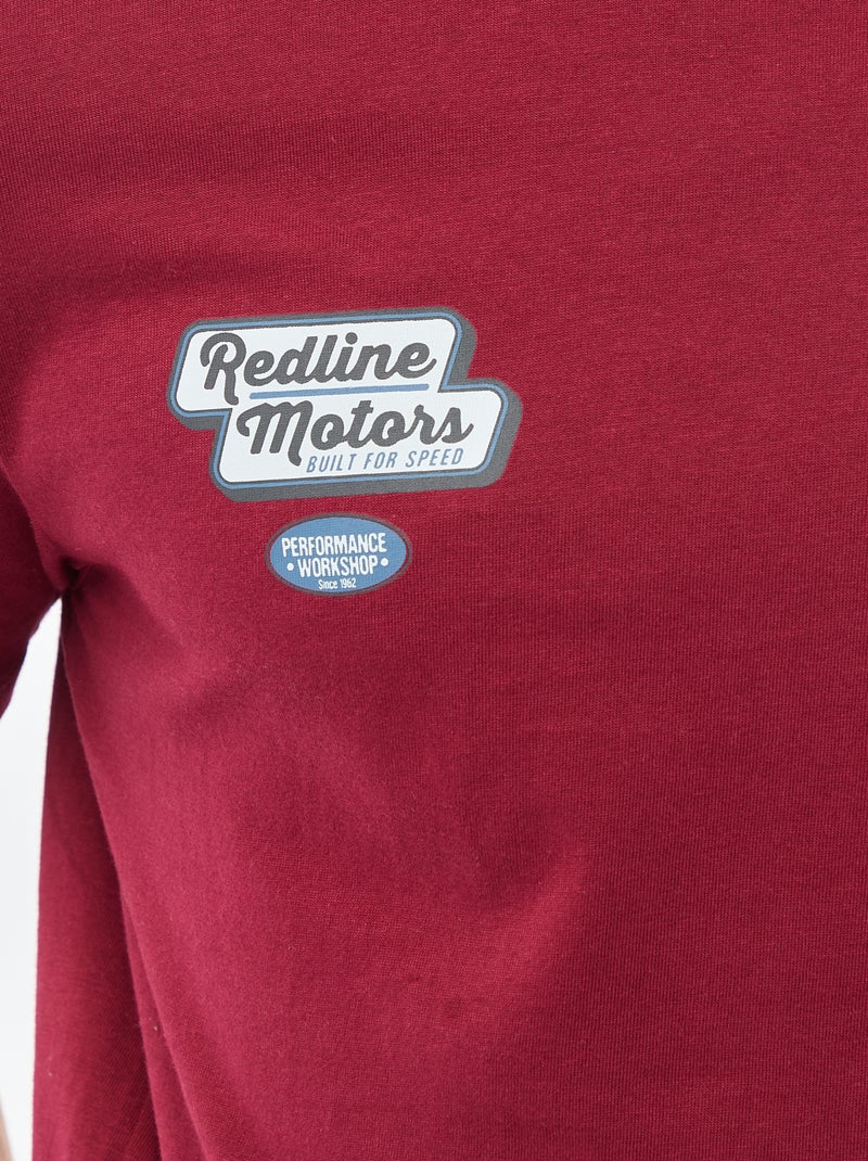 T-shirt met ronde hals, korte mouwen en print Rood - Kiabi