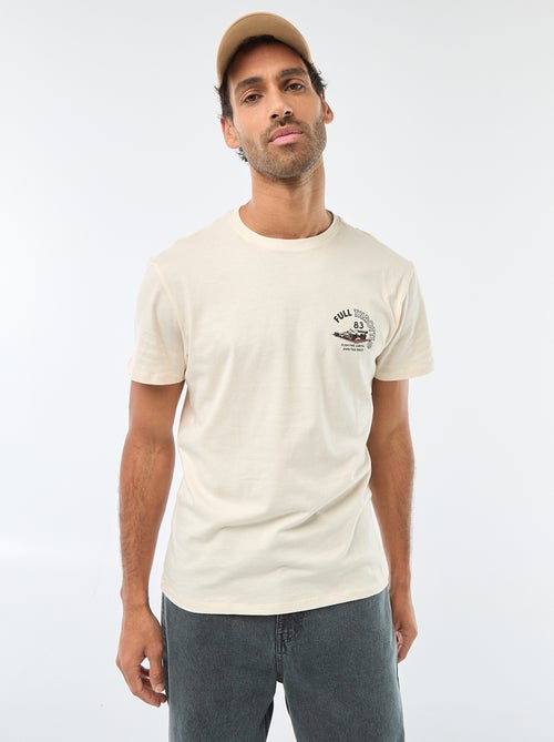 T-shirt met ronde hals, korte mouwen en print - Kiabi