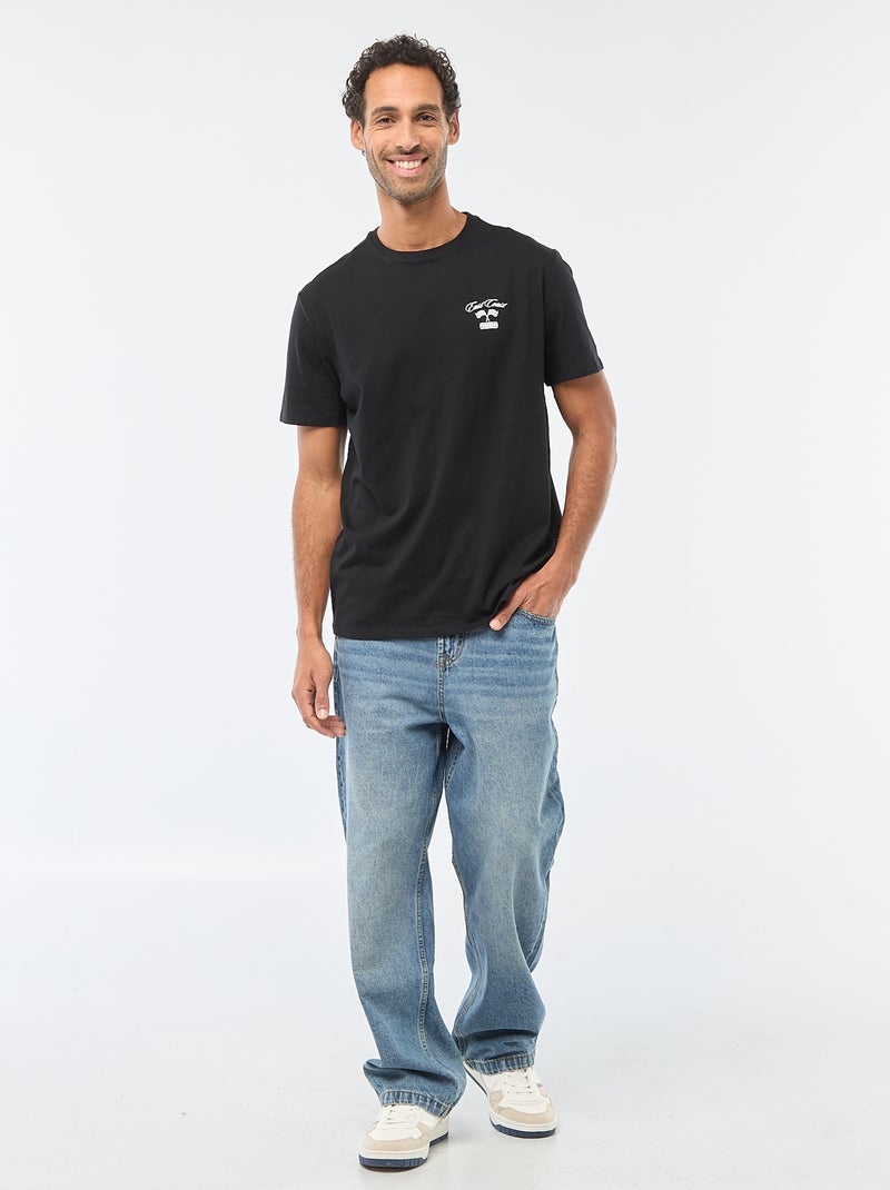 T-shirt met ronde hals, korte mouwen en print Zwart - Kiabi