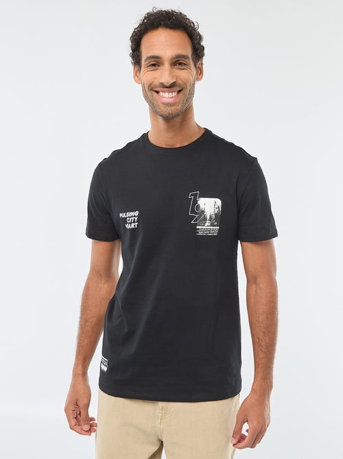 T-shirt met ronde hals, korte mouwen en print - Kiabi