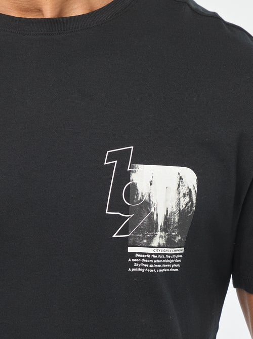 T-shirt met ronde hals, korte mouwen en print - Kiabi