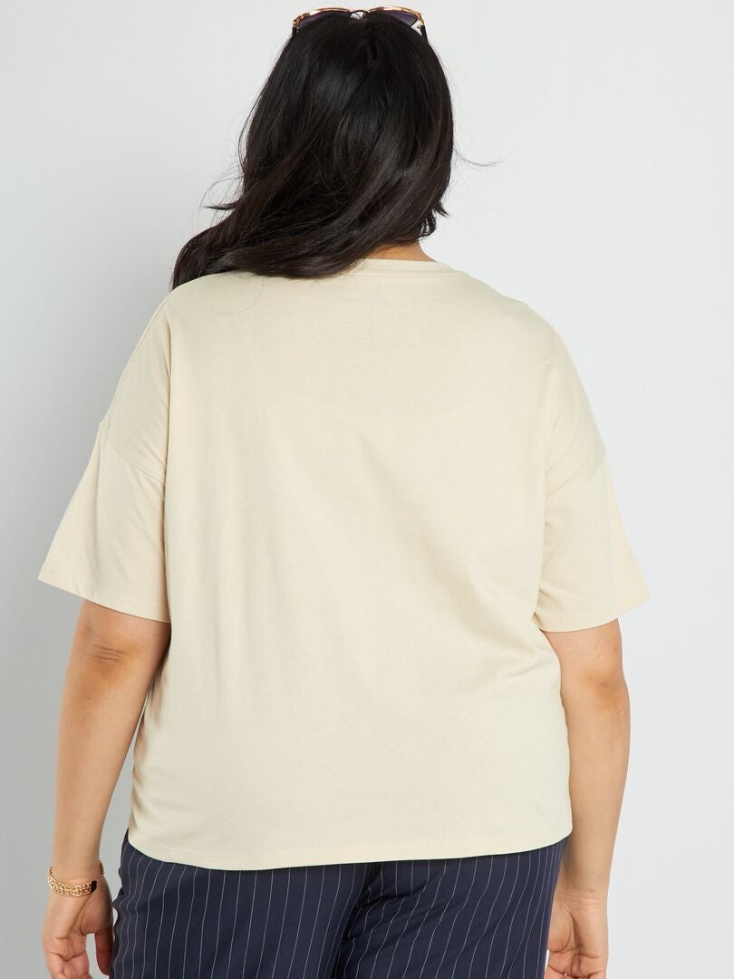 T-shirt met ronde hals 'Rolling Stones' beige - Kiabi