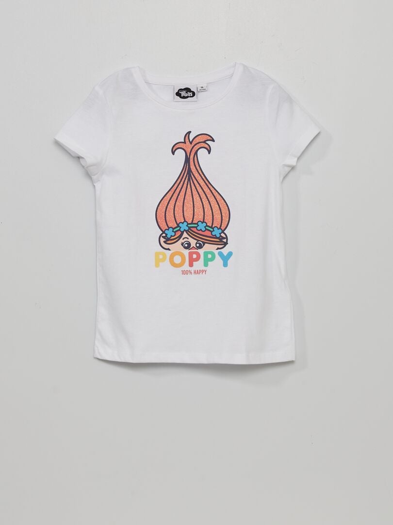 T-shirt met ronde hals 'Trolls' WIT - Kiabi