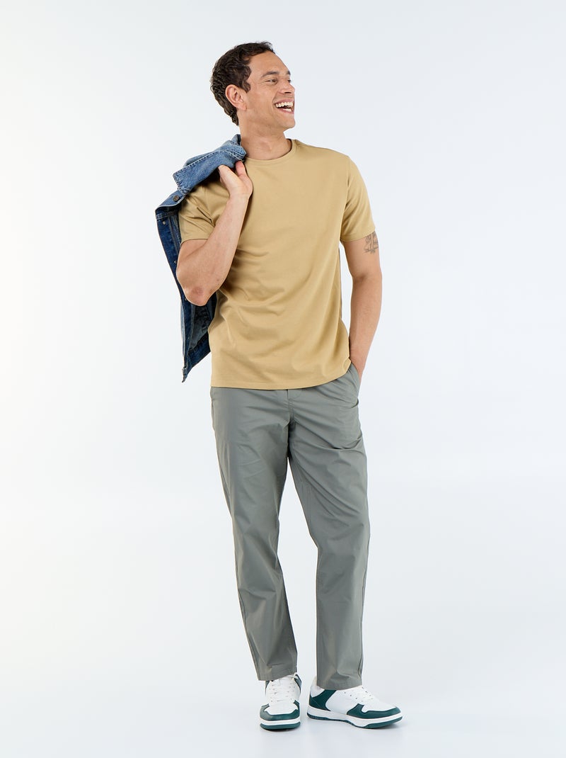 T-shirt met ronde hals van katoen - Tough Cotton™ Biege - Kiabi