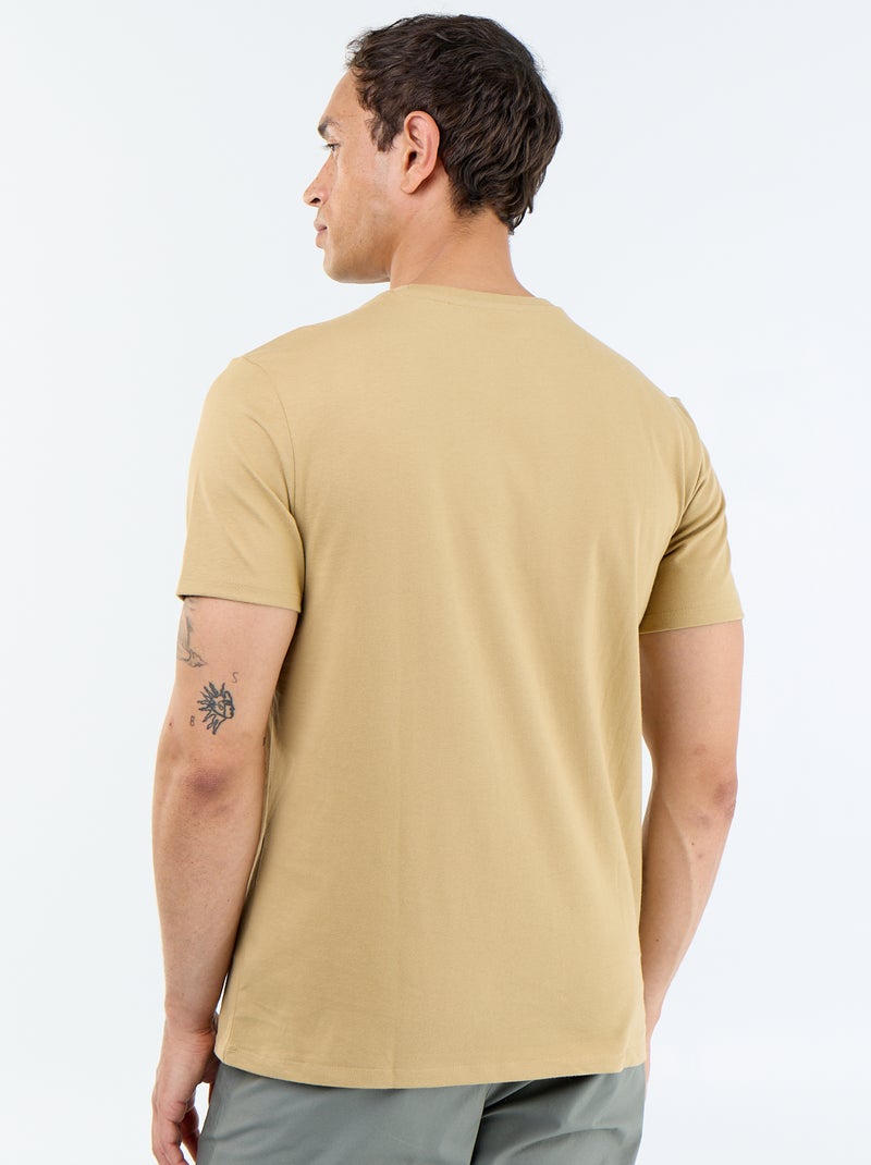 T-shirt met ronde hals van katoen - Tough Cotton™ Biege - Kiabi