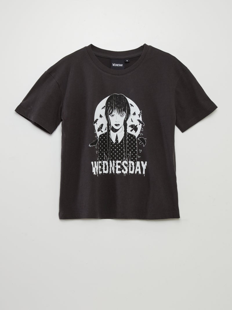 T-shirt met ronde hals 'Wednesday' Grijs - Kiabi