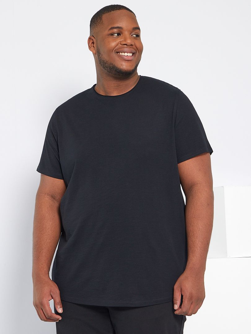 T-shirt met ronde hals zwart - Kiabi