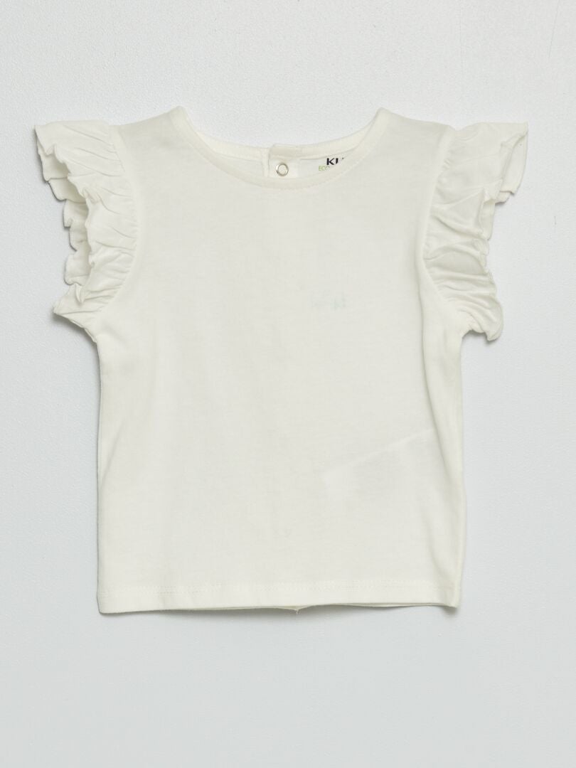 T-shirt met ruchemouwen sneeuw wit - Kiabi