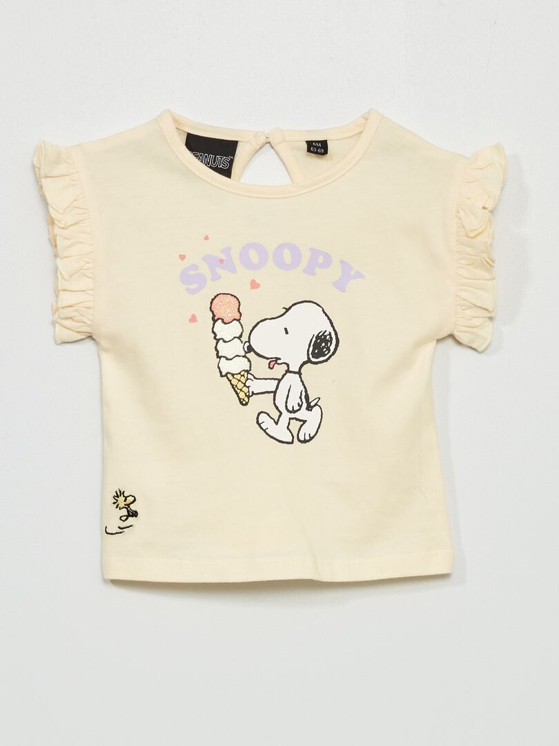 T-shirt met ruchemouwen 'Snoopy' WIT - Kiabi