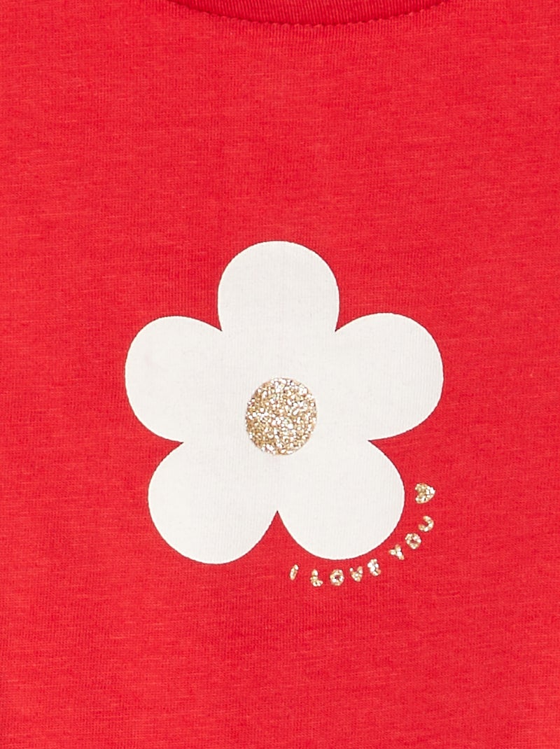 T-shirt met ruches aan de armsgaten ROOD - Kiabi