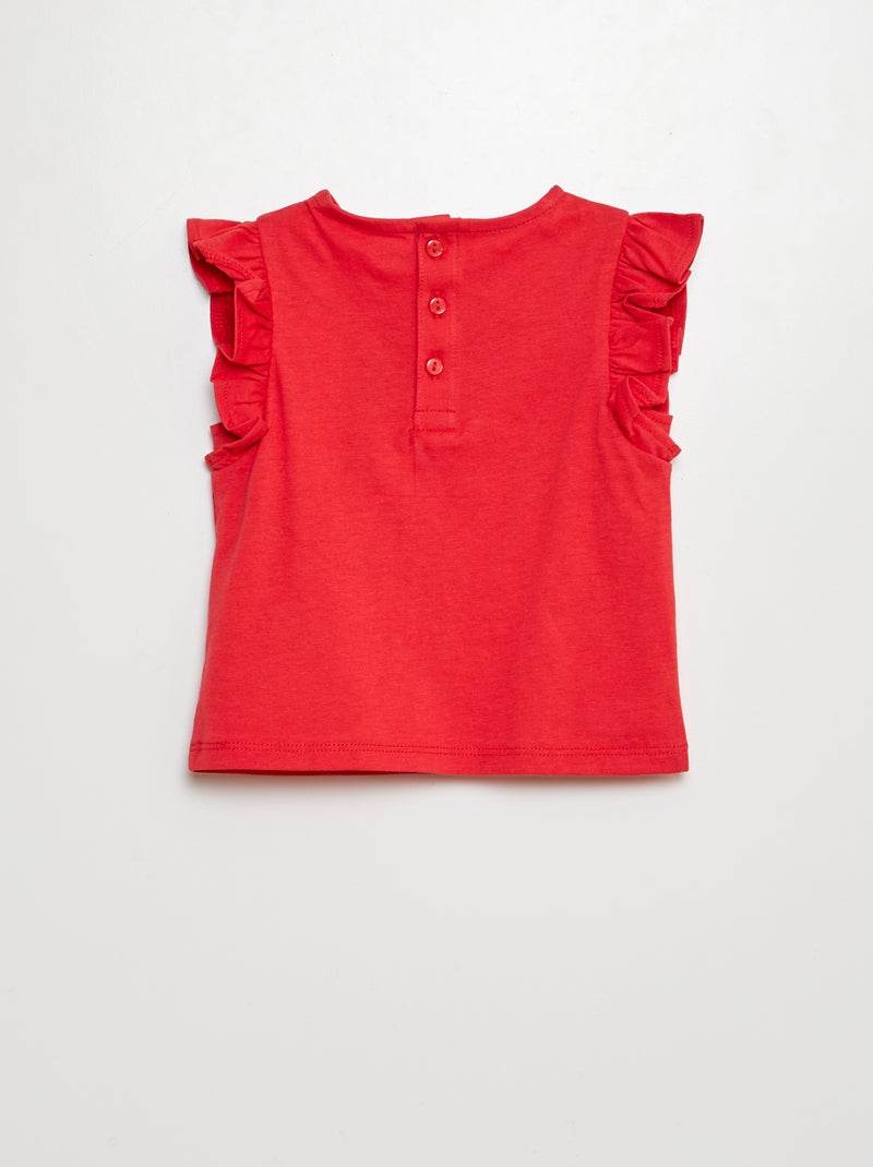 T-shirt met ruches aan de armsgaten ROOD - Kiabi