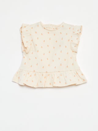 T-shirt met ruches en print