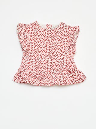 T-shirt met ruches en print