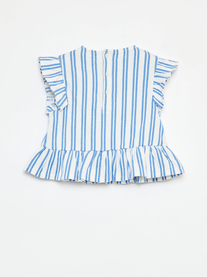T-shirt met ruches en print WIT - Kiabi