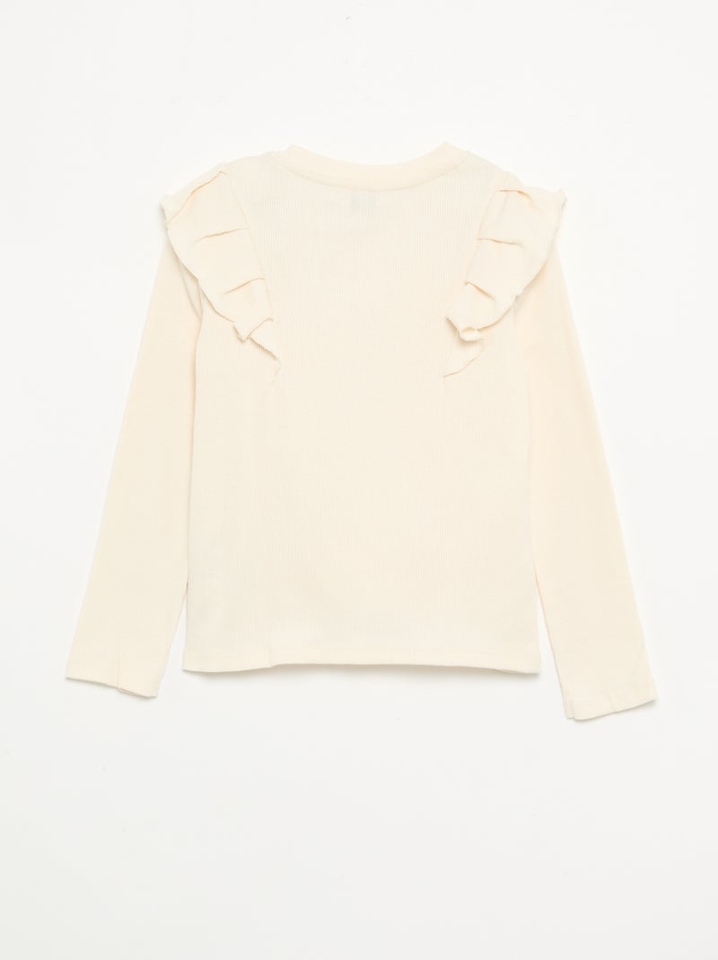 T-shirt met ruches op de schouders - gemakkelijk aan te trekken collectie Wit - Kiabi