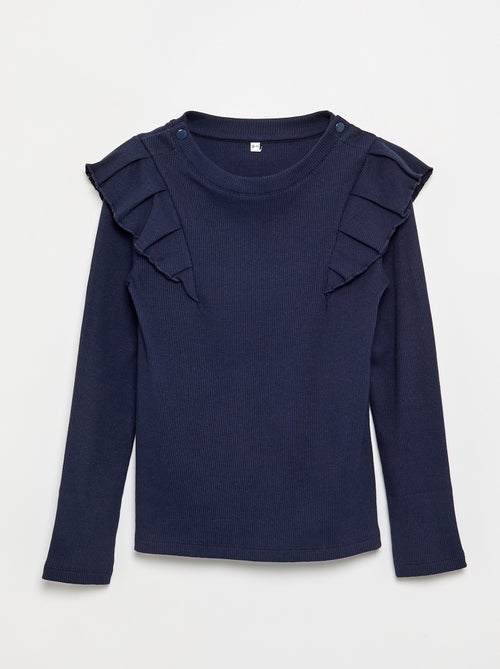 T-shirt met ruches op de schouders - gemakkelijk aan te trekken collectie - Kiabi