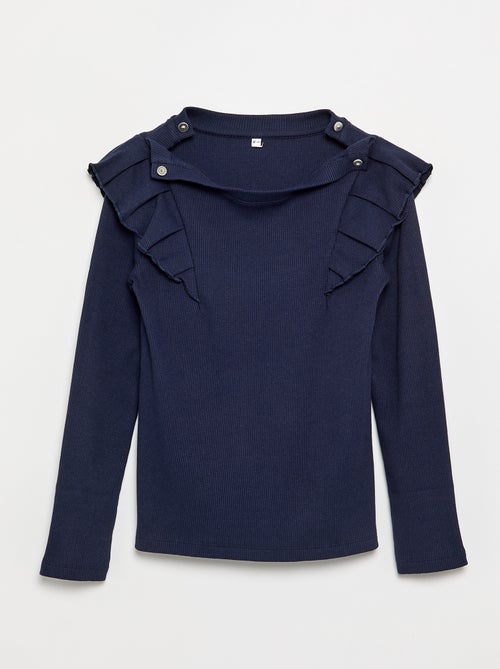 T-shirt met ruches op de schouders - gemakkelijk aan te trekken collectie - Kiabi