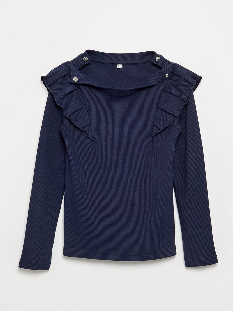 T-shirt met ruches op de schouders - gemakkelijk aan te trekken collectie Zwart - Kiabi