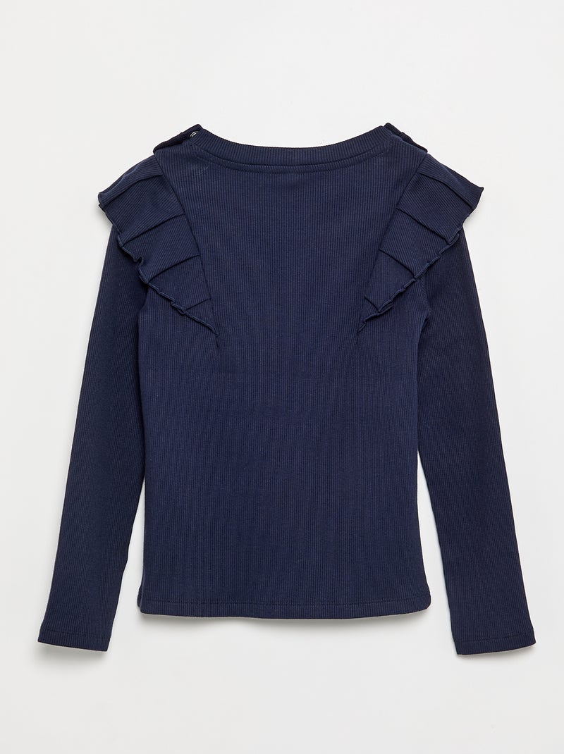 T-shirt met ruches op de schouders - gemakkelijk aan te trekken collectie Zwart - Kiabi