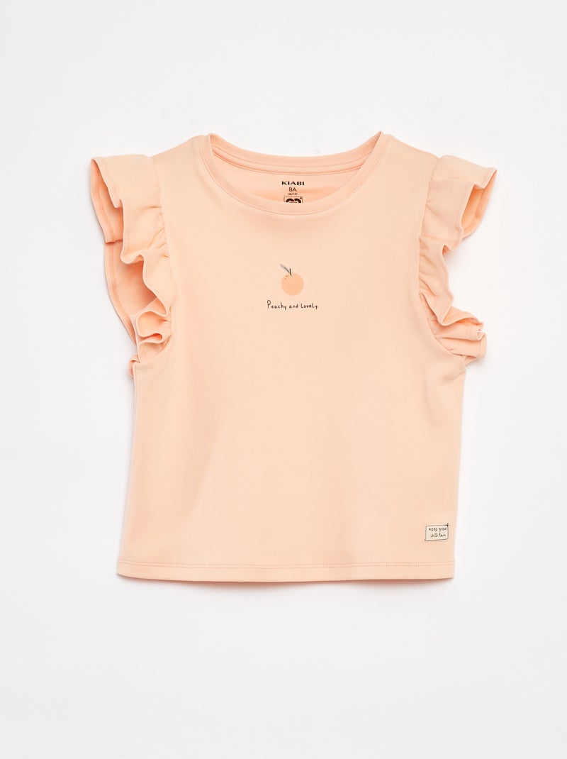 T-shirt met ruches ORANJE - Kiabi