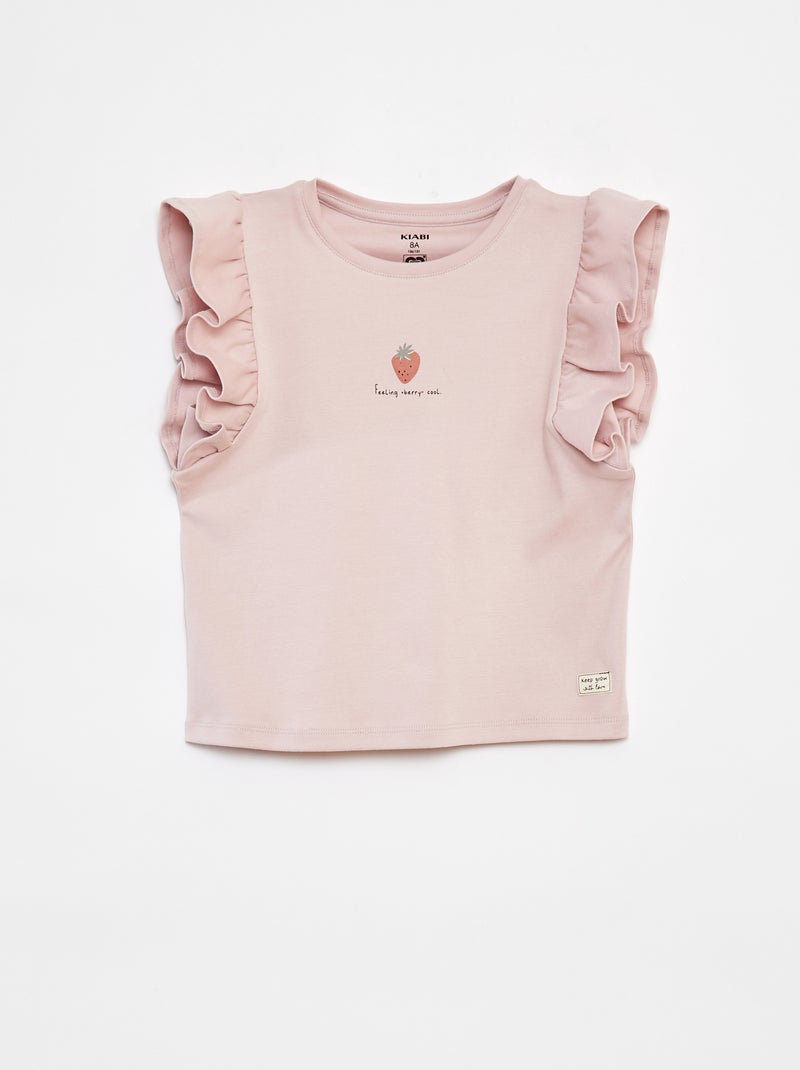 T-shirt met ruches ROOD - Kiabi