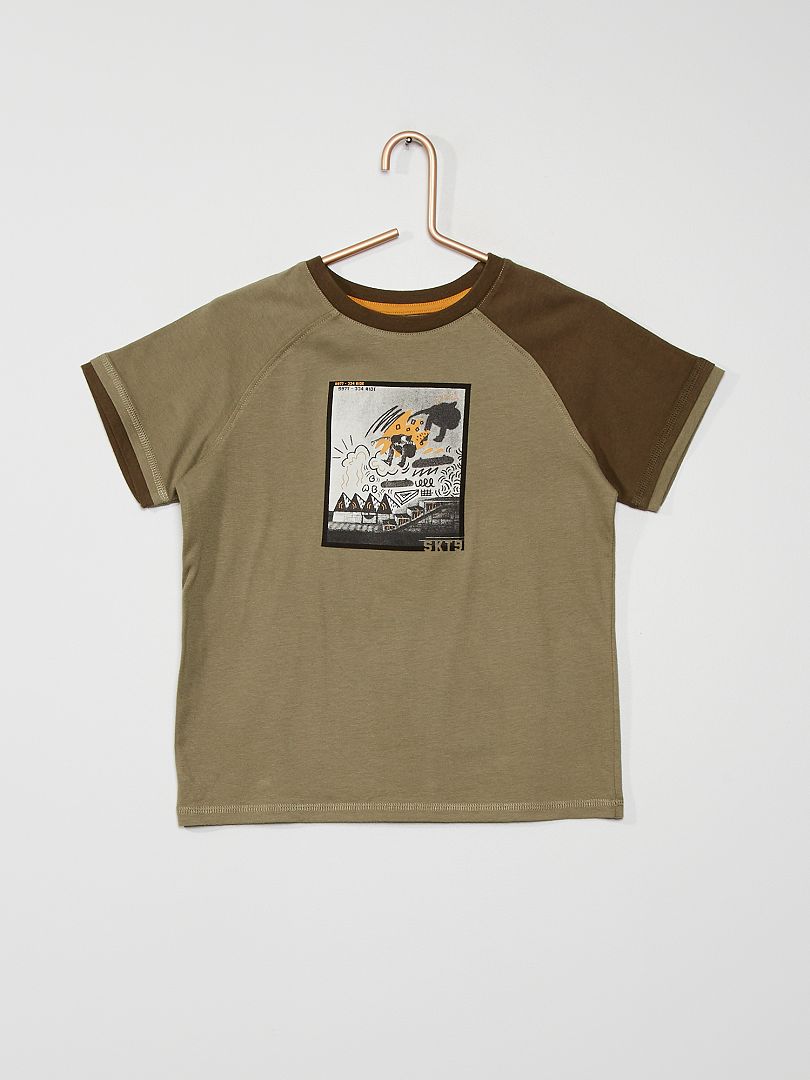 T-shirt met skateprint KAKI - Kiabi