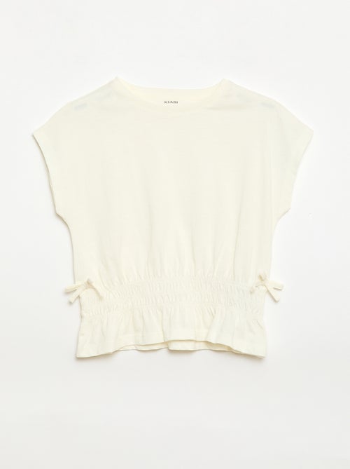 T-shirt met smocktaille en strikjes aan de taille - Kiabi