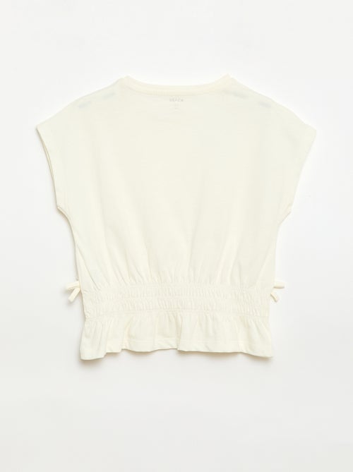 T-shirt met smocktaille en strikjes aan de taille - Kiabi
