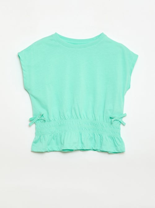 T-shirt met smocktaille en strikjes aan de taille - Kiabi