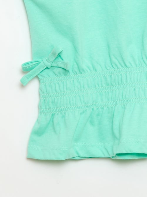 T-shirt met smocktaille en strikjes aan de taille - Kiabi