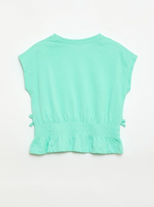 T-shirt met smocktaille en strikjes aan de taille - Kiabi