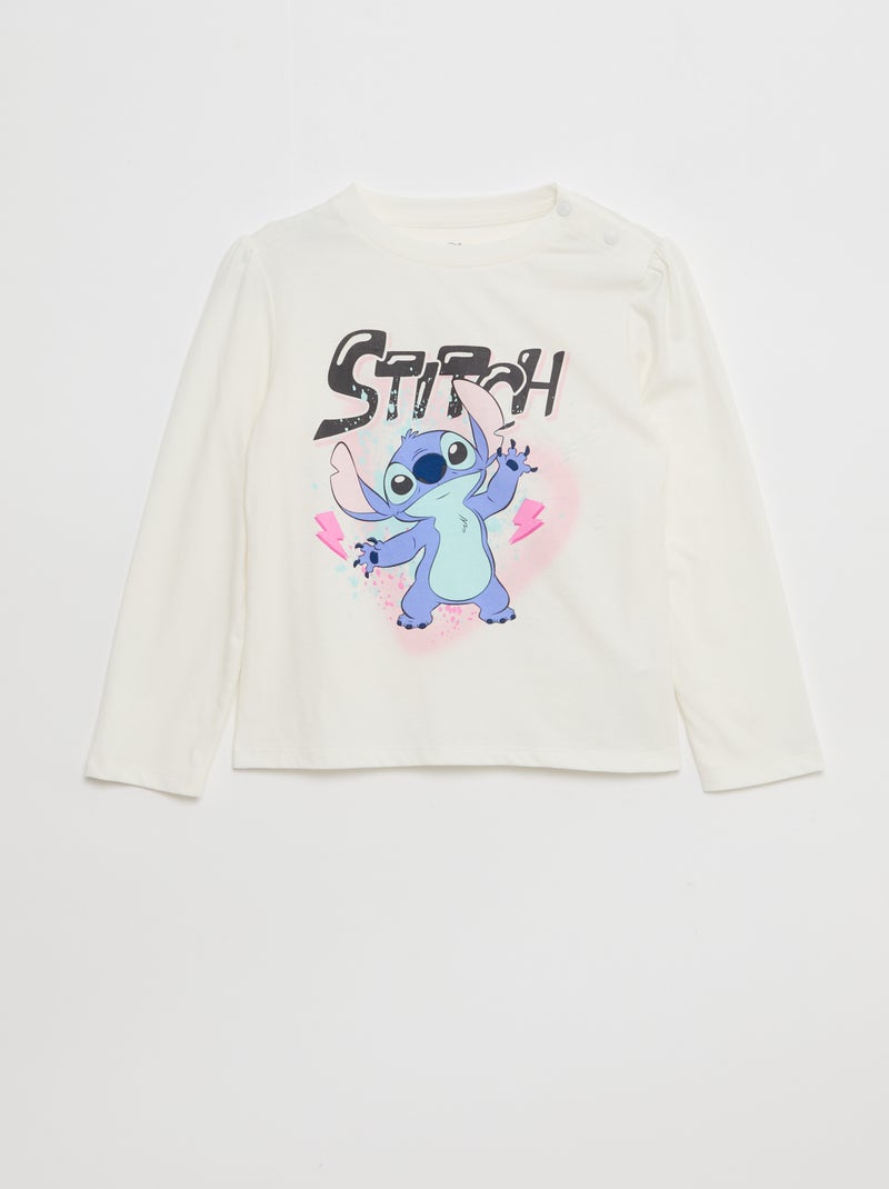 T-shirt met 'Stitch'-print en korte mouwen - So Easy Wit - Kiabi