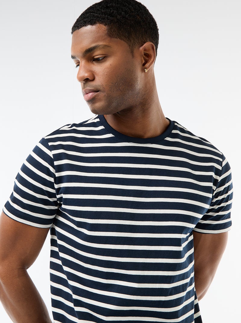 T-shirt met strepen Blauw - Kiabi