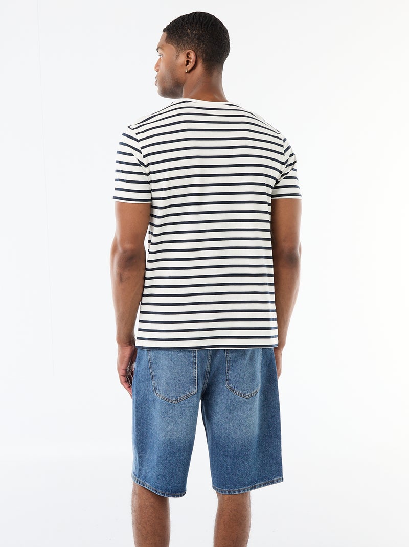 T-shirt met strepen Wit - Kiabi
