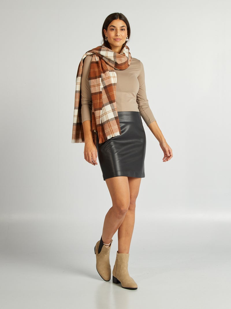 T-shirt met stretch en lange mouw BIEGE - Kiabi