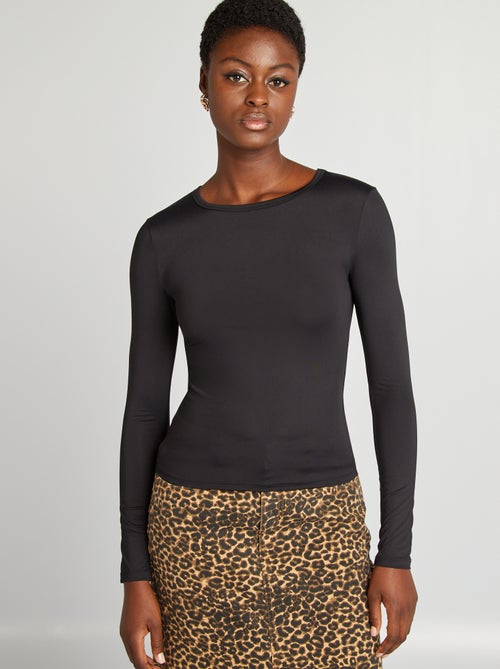 T-shirt met stretch en lange mouw - Kiabi