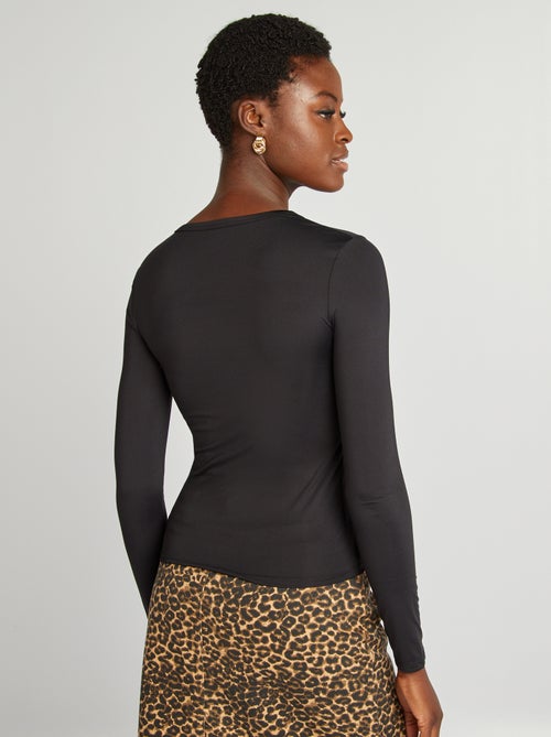 T-shirt met stretch en lange mouw - Kiabi