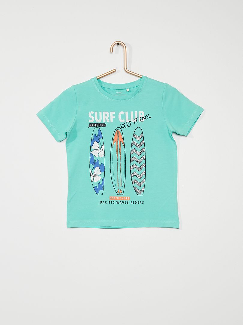 T-shirt met surfprint BLAUW - Kiabi