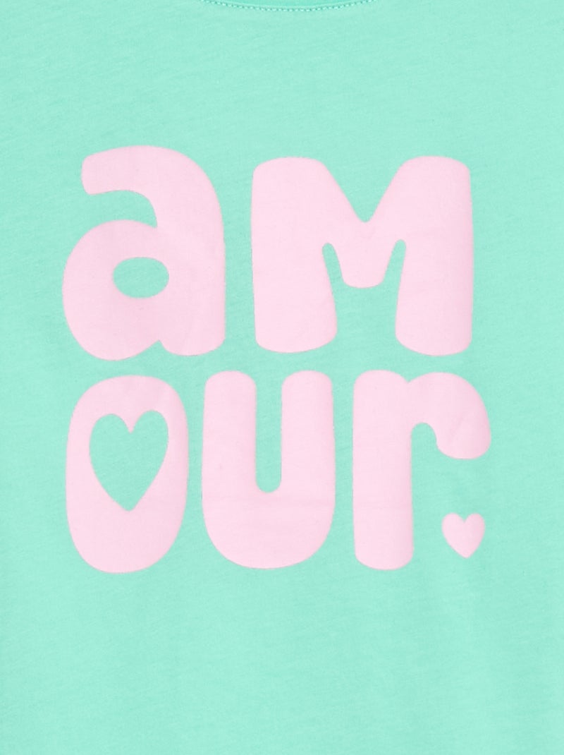 T-shirt met tekstboodschap en korte mouwen Groen - Kiabi